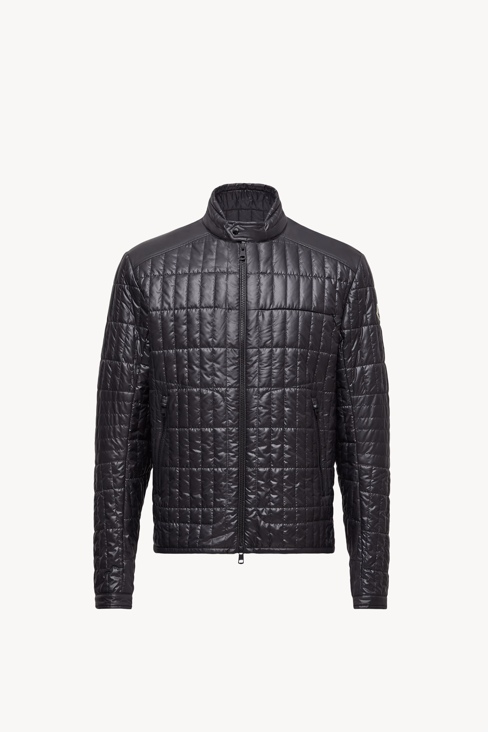 Lasne Vertical-Quilted Padded Biker Jacket Men Black Moncler 2